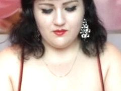 Fat tramp Clau shows her jugs on webcam