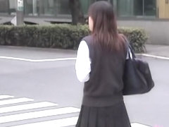 Hot college babe got skirt sharked after crossing the street