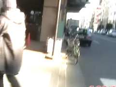 Japanese schoolgirls in a kinky street sharking video