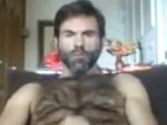 Hot hairy daddy jerks off
