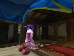 Female night elf smothers small girl with her ass