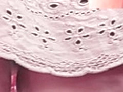 Hot string panty up petticoat closeup