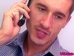 Muscular british gay office fuck action