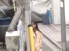 Vixenish skinny Japanese chick flashes her hairy pussy during sharking meeting