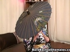 Tranny Babe With Kimono Dress Fucked Hardcore