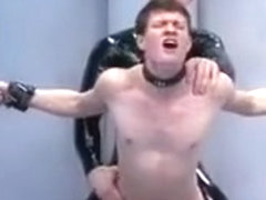 BDSM bondage gay boy is whipped fucked and milked