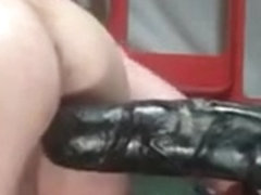 Huge fetish dildo enema hard cock flask flask