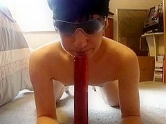 Gay immature sucking and fucking a toy