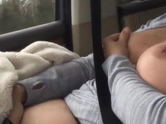 Busty Teen Fingers Herself in the Car