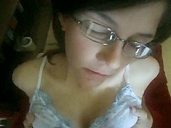 Nerdy Angel Takes A Load On Her Face
