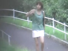 Hot Asian with no panties on got sharked in the park